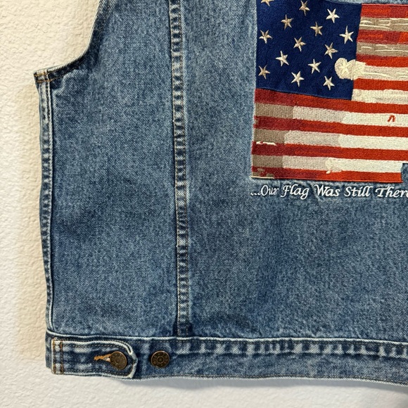 Imus Sleeveless Blue United States Flag Patched Button Down Denim Jacket Size XL - Picture 13 of 14